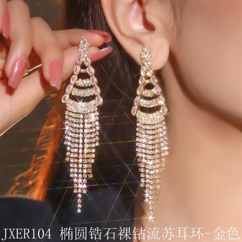 occidental style wind exaggerating fully-jewelled Oval zircon diamond long style