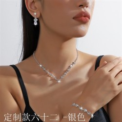  claw chain necklace zircon earrings bracelet set three clavicle chain
