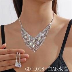  occidental style exaggerating crystal necklace earrings two set fashion color..