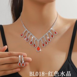  occidental style  fully-jewelled color blue crystal Rhinestone necklace earri..