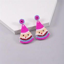 christmas handmade beads Earring Pearl colorful diamond bow christmas tree hea..