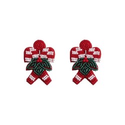  occidental style Cloth beads christmas color sheep leaves Earring fashion Aut..