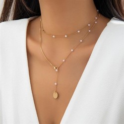 occidental style  samll imitate Pearl necklace  briefDIY sequin