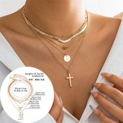 occidental style  Metal snake chain Peach heart necklace  personality cross pe..
