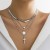 occidental style  Metal snake chain Peach heart necklace  personality cross pendant multilayer