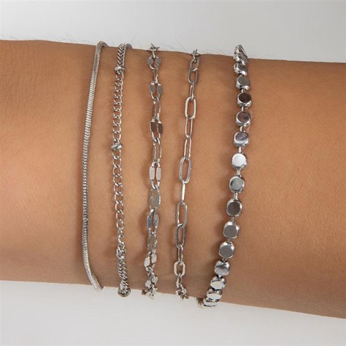 occidental style  brief Metal chain  fashion lady gold bracelet set