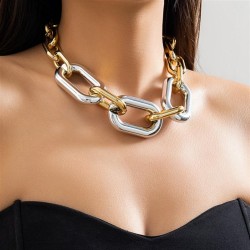 occidental style  exaggerating chain punknecklace  geometry buckle brief neckl..