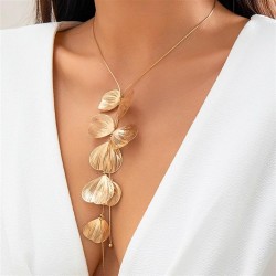 occidental style samll silver leaf tassel necklace wind retro Collar