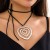 occidental style  exaggerating Metal big love necklace  twining velvet Peach heart