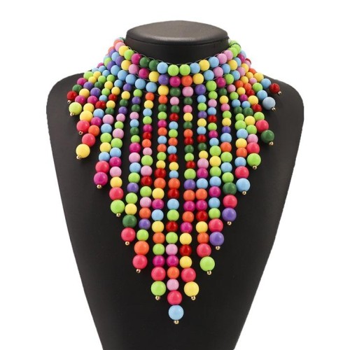Bohemia exaggerating exotic customs multilayer tassel necklace  ethnic style creative beads chain woman