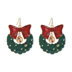 Ehristmas occidental style enamel bow flower earrings  christmas retro persona..