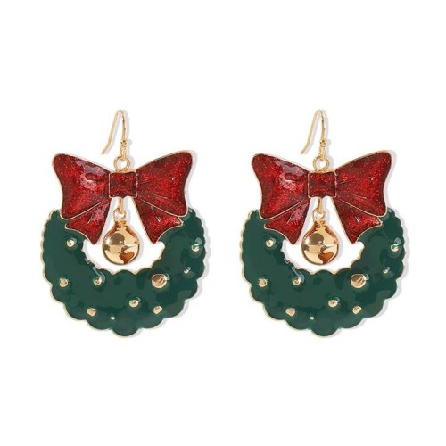 Ehristmas occidental style enamel bow flower earrings  christmas retro personality earring
