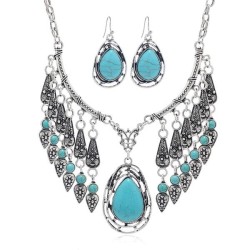occidental style exaggerating hollow gem clavicle chain necklace set woman fas..