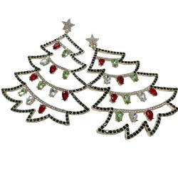 christmas earrings woman Alloy diamond Earring fashion day christmas tree earr..