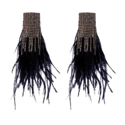 feather big earrings diamond feather long style super temperament high trend w..