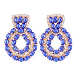 occidental style flowers earrings color fully-jewelled ear stud temperament Ro..