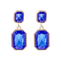 occidental style new geometry square ear stud Alloy diamond glass earrings ret..