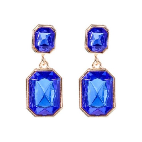 occidental style new geometry square ear stud Alloy diamond glass earrings retro occidental style exaggerating e