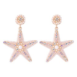 occidental style creative cartoon Five-pointed star Pearl earrings lovely woma..
