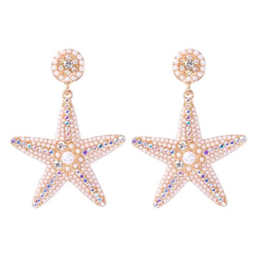 occidental style creative cartoon Five-pointed star Pearl earrings lovely woman starfish Earring