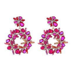 silver fashion temperament super colorful diamond earrings Alloy diamond exagg..