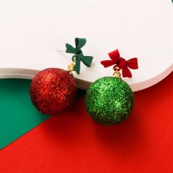 christmas earrings creative bow pellet asymmetry ear stud Earring