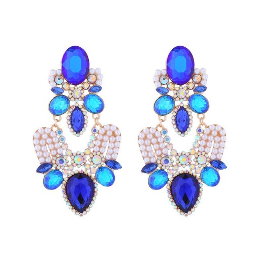 occidental style fashion personality temperament Earring exaggerating super colorful diamond Pearl earrings high