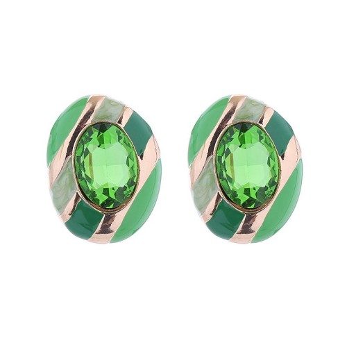 occidental style creativeins wind medium Ladies earrings woman  silver diamond enamel flowers Oval earrings Ear