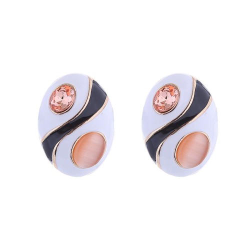 occidental style personality silver ear stud woman Alloy enamel diamond Ladies temperament earrings