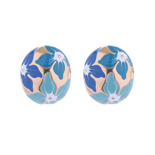 occidental styleins wind enamel flowers earrings woman  silver Round temperament high Earring