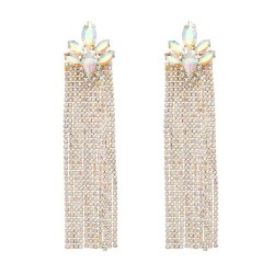 trend colorful diamond earrings long style tassel Earring woman occidental sty..
