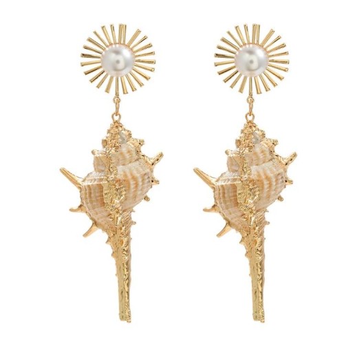 autumn earrings occidental style exaggerating Earring woman Alloy embed Pearl sun flower Bohemian style