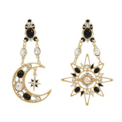 medium earrings occidental style retro Earring woman trend star Moon asymmetry..