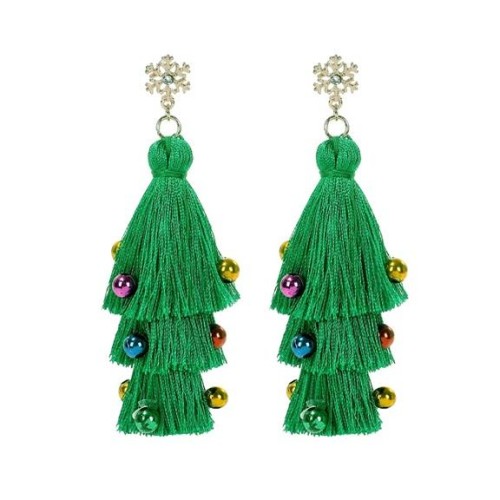 occidental style tassel christmas earrings long style ear stud christmas tree tassel Earring woman