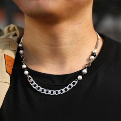  occidental style man necklace Metal chain Word pendant clavicle chain wind ma..