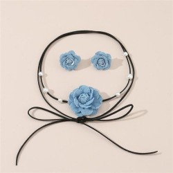 Cowboy flower beads belt necklace earrings set woman samll belt chain clavicle..