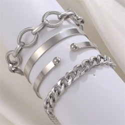  Alloy set bangle four  punk creative bracelet set occidental style
