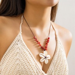 occidental style retro ethnic style Shells splice flowers necklace  creative t..