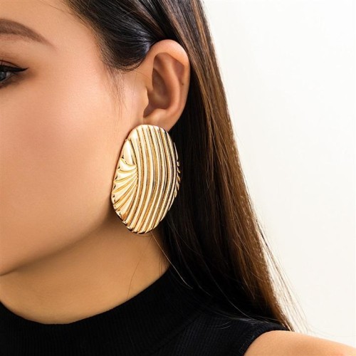 occidental style  exaggerating Metal Stripe big ear stud  fashion samll wind Shells Earring