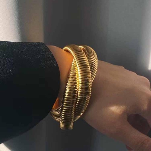 occidental style wind personality fashion snake pattern three layer elasticity bangle exaggerating textured a