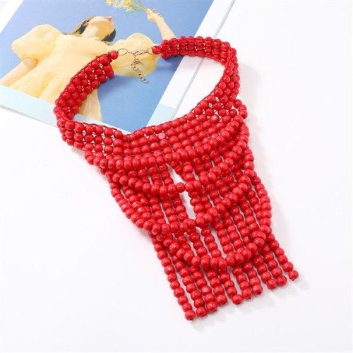 fashion personality Bohemia beads necklace earrings set ethnic style chain