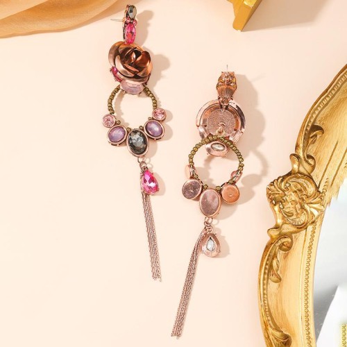 silver medium diamond flowers Oval drop earrings occidental style exaggerating retro earring high 