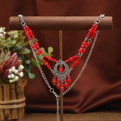 exotic ethnic style Double layer woman retro wind tassel head chain head neckl..