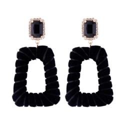 Autumn and Winter geometry velvet diamond square earrings woman elegant occide..
