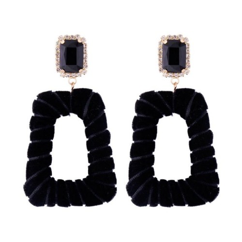 Autumn and Winter geometry velvet diamond square earrings woman elegant occidental style