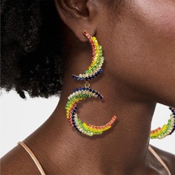  colorful diamond ear stud woman style fashion personality Double earring Earr..