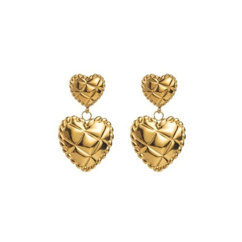 E retro Double love Round earrings  medium wind stainless steel color retention earring woman