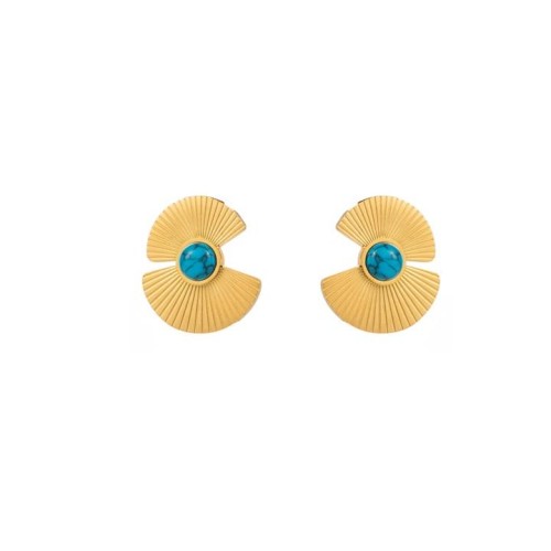 occidental styleI wind palace style sector turquoise necklace  personality creative stainless steel color retention