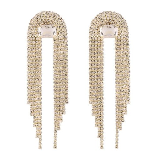 E occidental style fashion claw chain fully-jewelled tassel long style earrings  elegant temperament earring