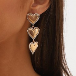 E Metal wind multilayer love earrings  personality retro samll sweet embed ear..